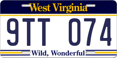 WV license plate 9TT074