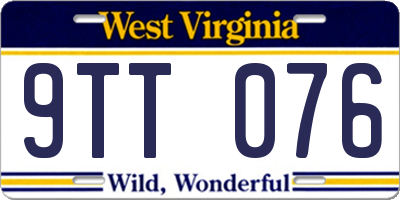 WV license plate 9TT076