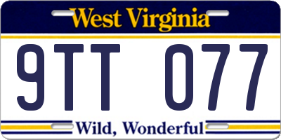 WV license plate 9TT077