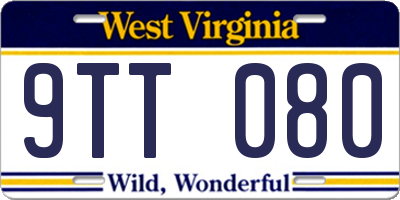 WV license plate 9TT080