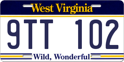 WV license plate 9TT102