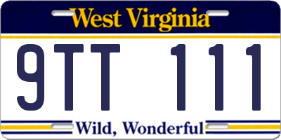 WV license plate 9TT111