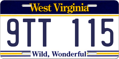 WV license plate 9TT115