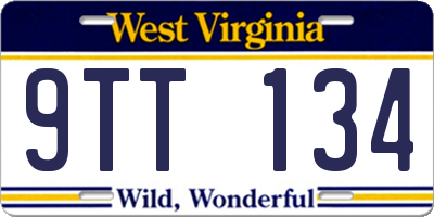 WV license plate 9TT134