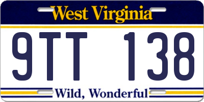 WV license plate 9TT138