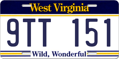 WV license plate 9TT151