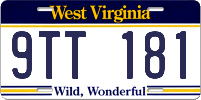 WV license plate 9TT181
