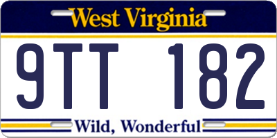 WV license plate 9TT182