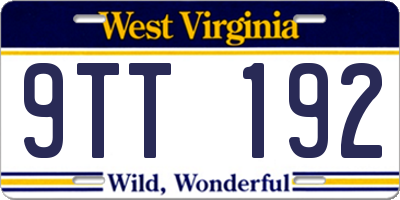 WV license plate 9TT192