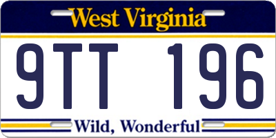 WV license plate 9TT196