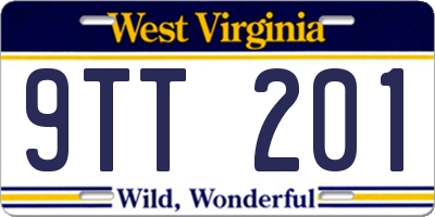 WV license plate 9TT201