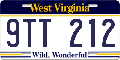 WV license plate 9TT212