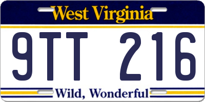 WV license plate 9TT216