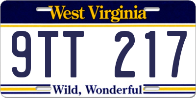 WV license plate 9TT217