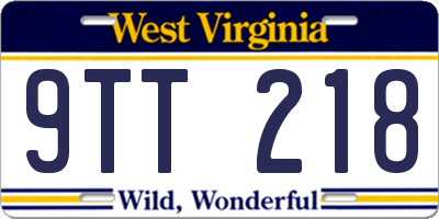 WV license plate 9TT218