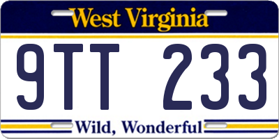 WV license plate 9TT233