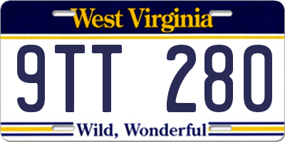 WV license plate 9TT280