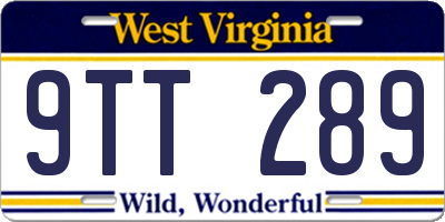 WV license plate 9TT289