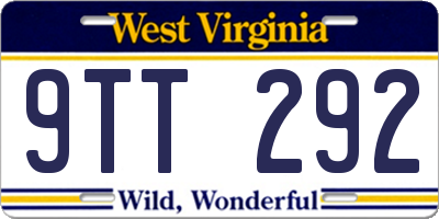 WV license plate 9TT292