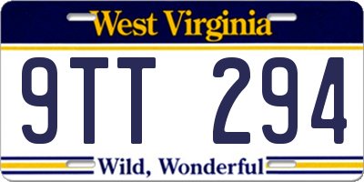 WV license plate 9TT294