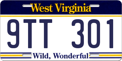WV license plate 9TT301