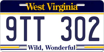 WV license plate 9TT302