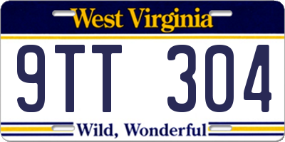 WV license plate 9TT304