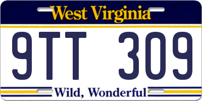 WV license plate 9TT309