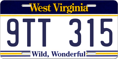 WV license plate 9TT315