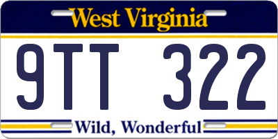 WV license plate 9TT322