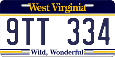 WV license plate 9TT334