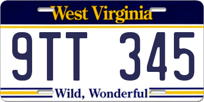 WV license plate 9TT345