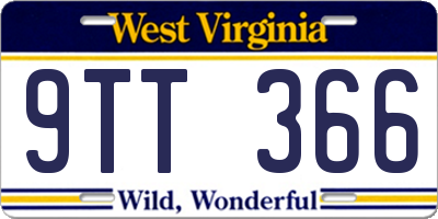 WV license plate 9TT366