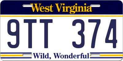 WV license plate 9TT374