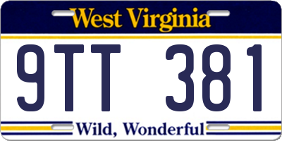 WV license plate 9TT381