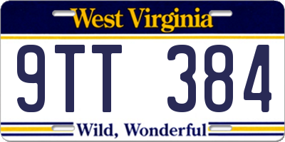 WV license plate 9TT384