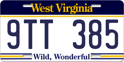 WV license plate 9TT385