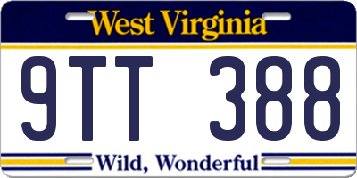 WV license plate 9TT388