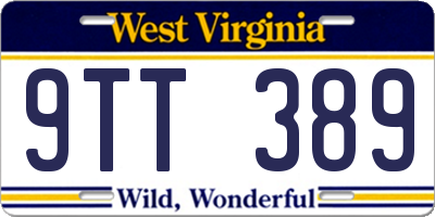 WV license plate 9TT389