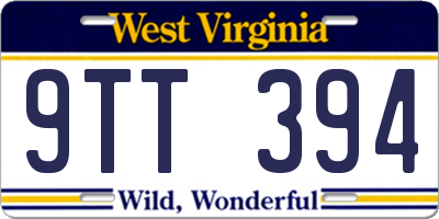 WV license plate 9TT394