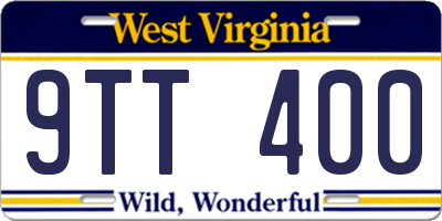 WV license plate 9TT400