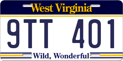 WV license plate 9TT401