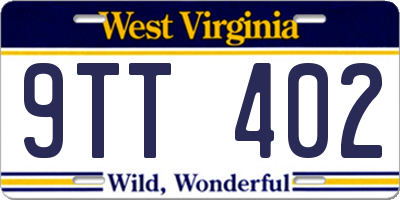 WV license plate 9TT402