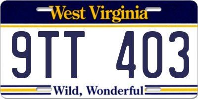 WV license plate 9TT403