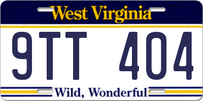 WV license plate 9TT404