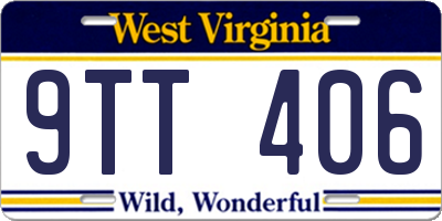 WV license plate 9TT406