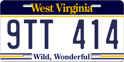 WV license plate 9TT414
