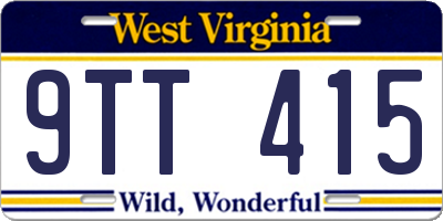 WV license plate 9TT415