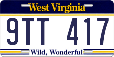 WV license plate 9TT417