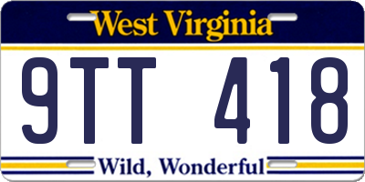 WV license plate 9TT418